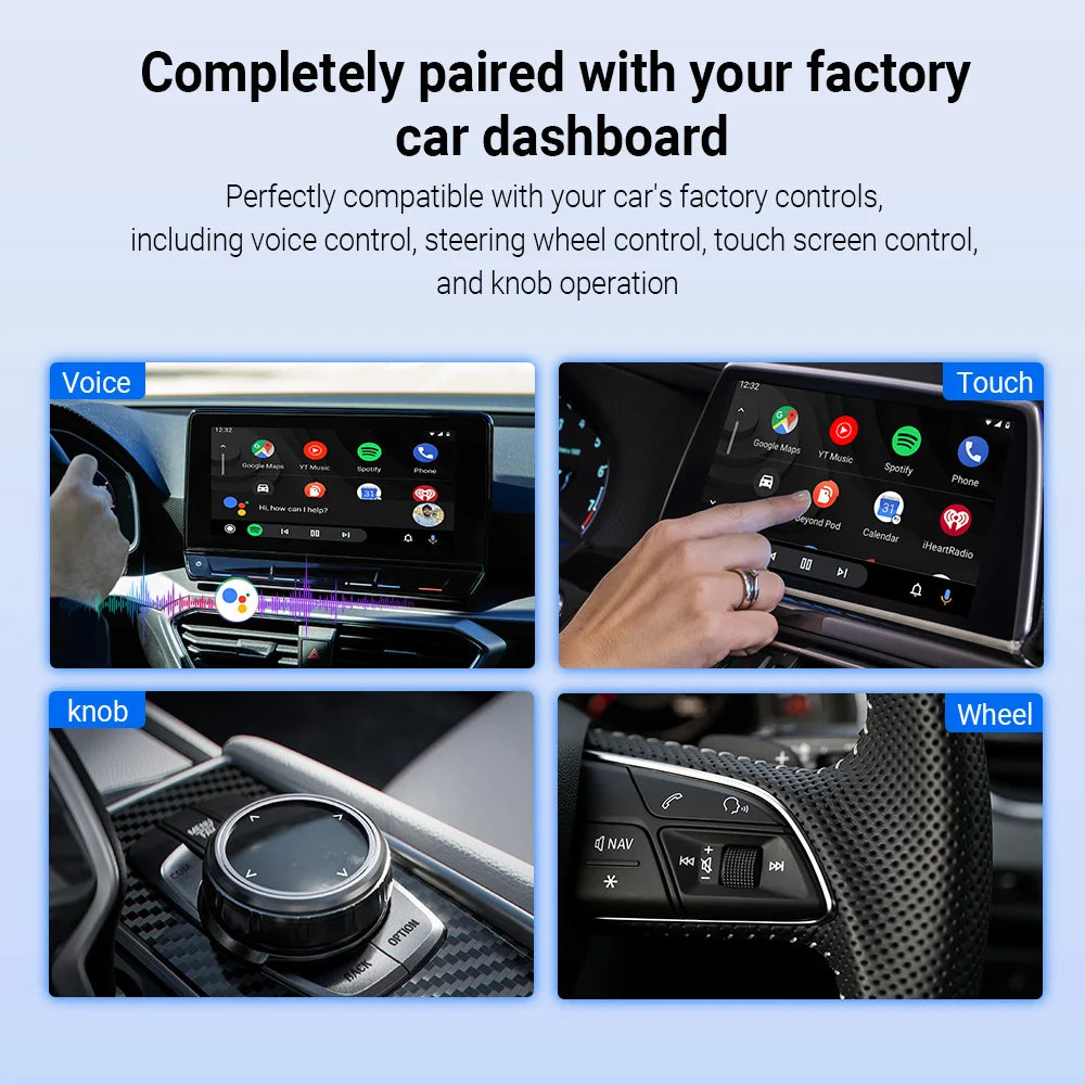 Play2Video Pro Wireless CarPlay Android Auto All-in-one Adapter Built-in 5 Video App Support TV Box Car Play Newest 2025