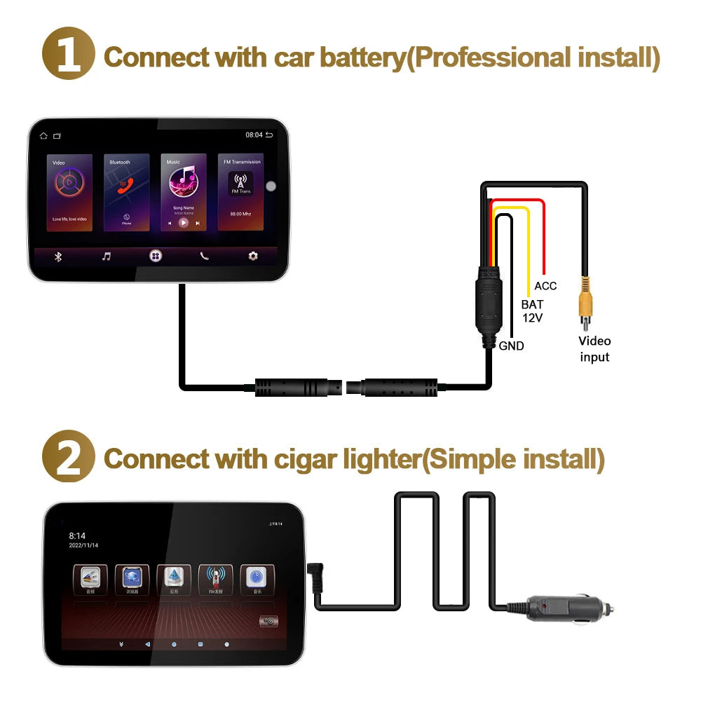 JIUYIN Car Screens Rear Seat Monitor Headrest TV Screen Android Auto CarPlay WiFi Movie/Netflix/Youtube Online Video Player