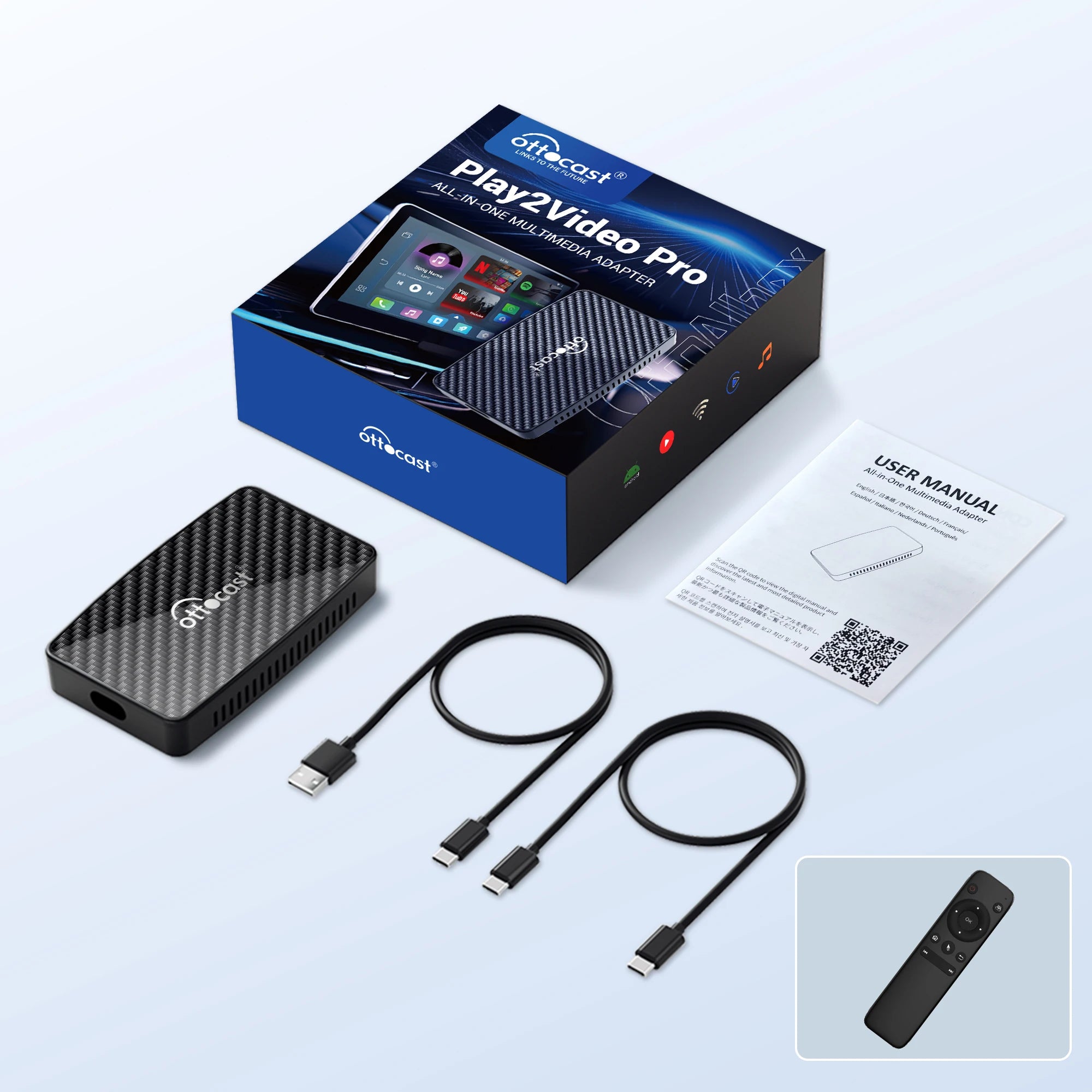Play2Video Pro Wireless CarPlay Android Auto Adapter for Factory Cars with Builtin Apps for YouTube Spotify