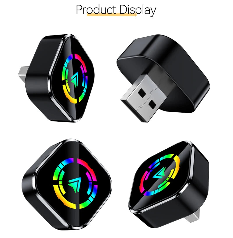 2 in1 Wired to Wireless CarPlay Adapter Plug & Plug Auto Connect Converts for Wired Cars Compatible CarPlay & Android Auto