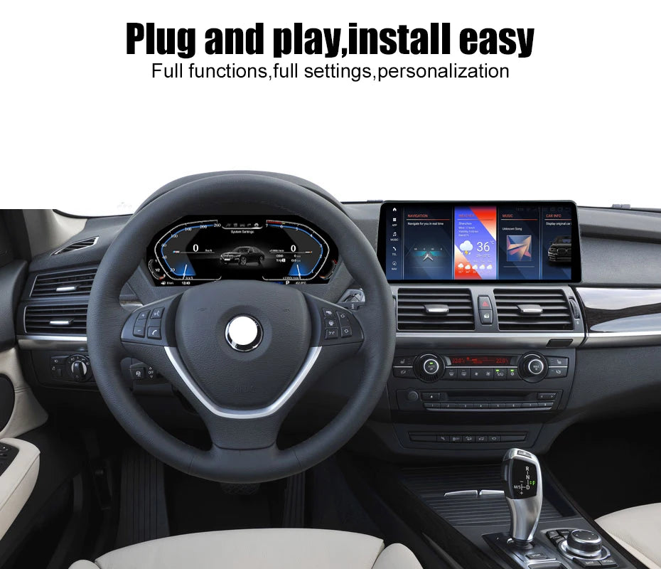 عداد السرعة بشاشة LCD مقاس 12.3 بوصة يعمل بنظام Linux لسيارة BMW الفئة السابعة E66 E65 745 750 760، لوحة عدادات رقمية، لوحة القيادة، التوصيل والتشغيل