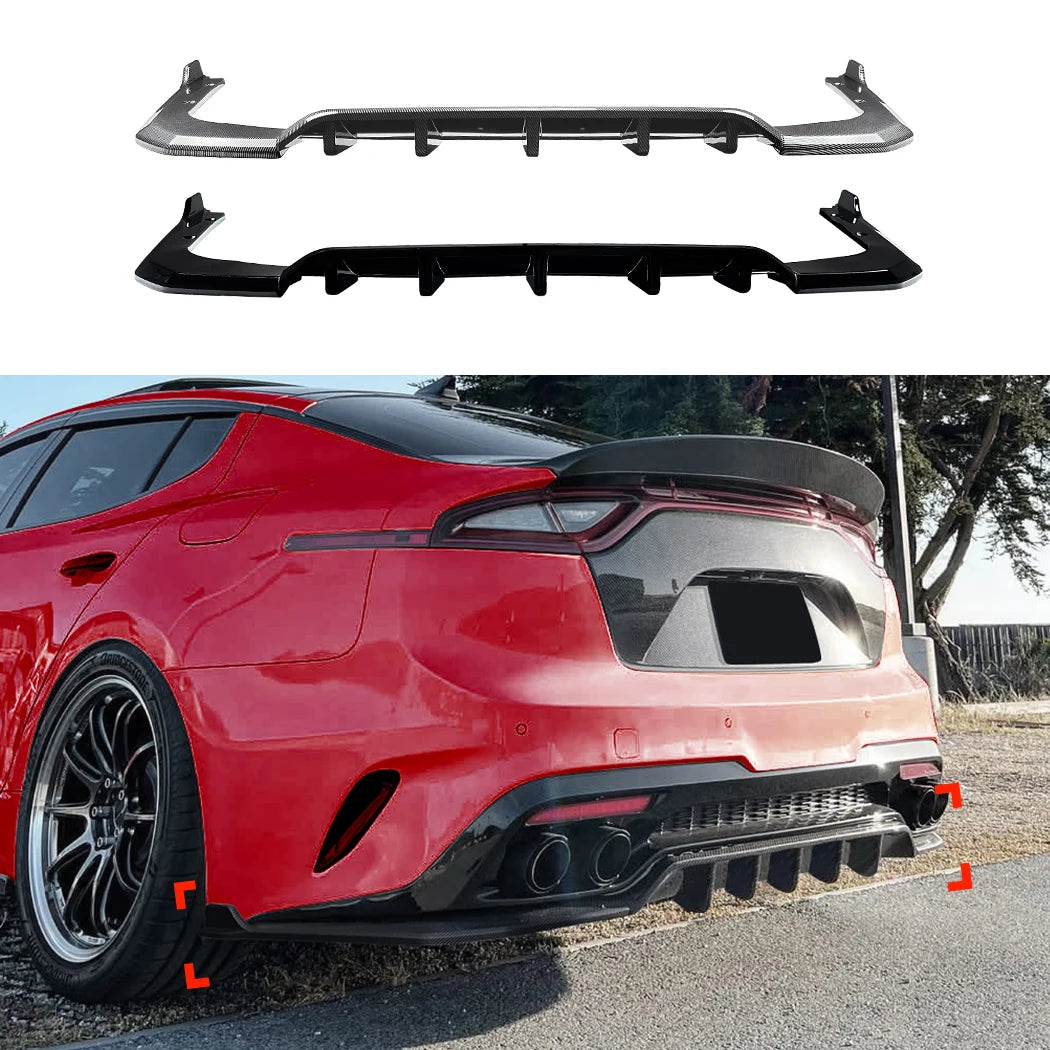 Carbon Fiber Style/Gloss Black Car Rear Bumper Diffuser Lip Spoiler For KIA Stinger 2018 2019 2020 2021 Rear Diffuser Body Kit