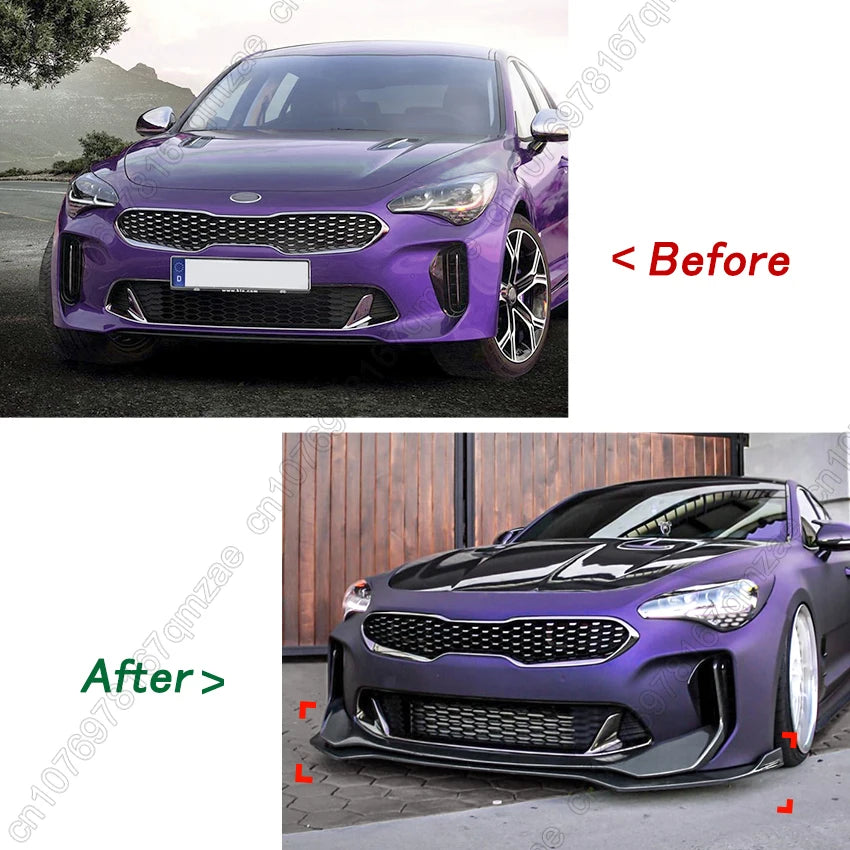 Auto Car Front Bumper Splitter Lip Spoiler Diffuser Guard Body Kit Cover Tuning ABS Gloss Black For Kia Stinger GT 2018-2023