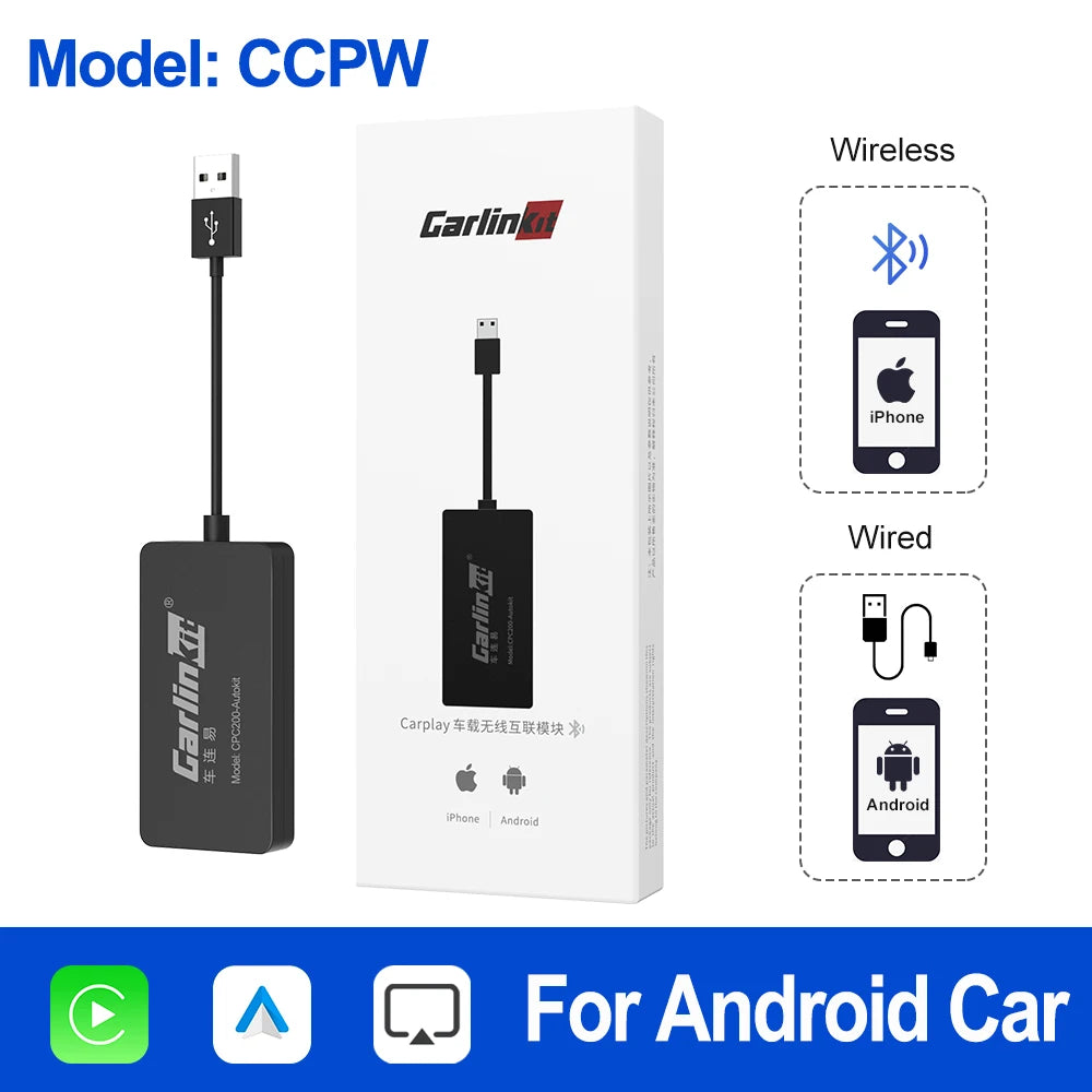 CarlinKit Wired or Wireless CarPlay Adapter USB Android Auto Dongle for Android Car Multimedia Mirrorlink Waze Spotify Autokit