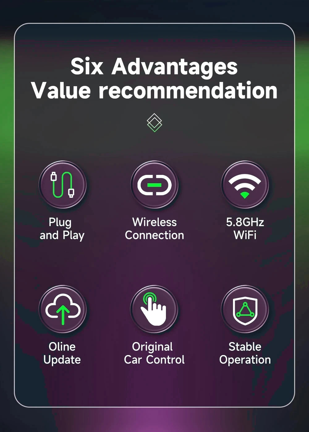 2024 New Wireless Carplay Android Auto Wireless Adapter Smart Dongle 2in 1 5G Wifi&Bluetooth 5 For Wired CP AA Connect Plug&Play