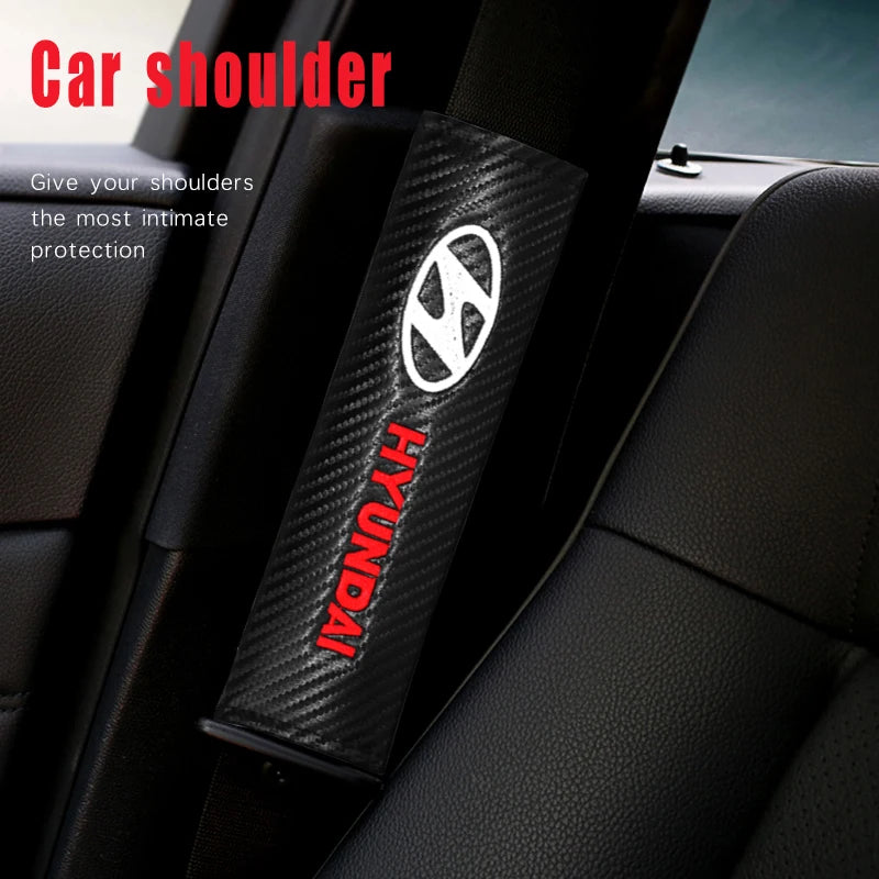 Hyundai Carbon Fiber Car Seat Belt Shoulder Cover Protection Pads Compatible with Tucson Accent Elantra Santa Sonata I20 I30 I40