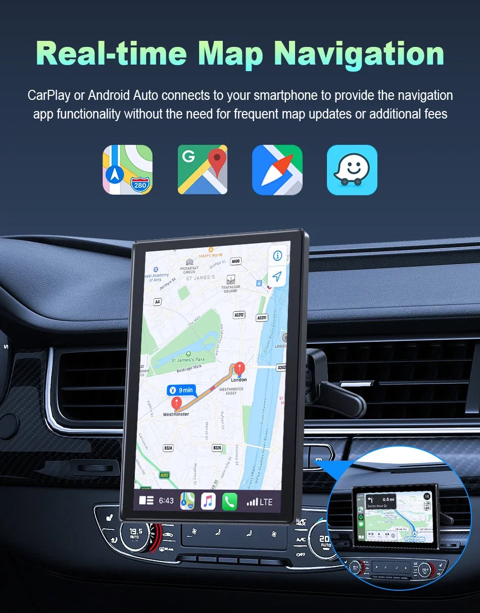 New 8 inch Carplay Screen for Car Wireless Carplay Android Auto Horizontal and Vertical Screen Navigation GPS Portable Car Radio