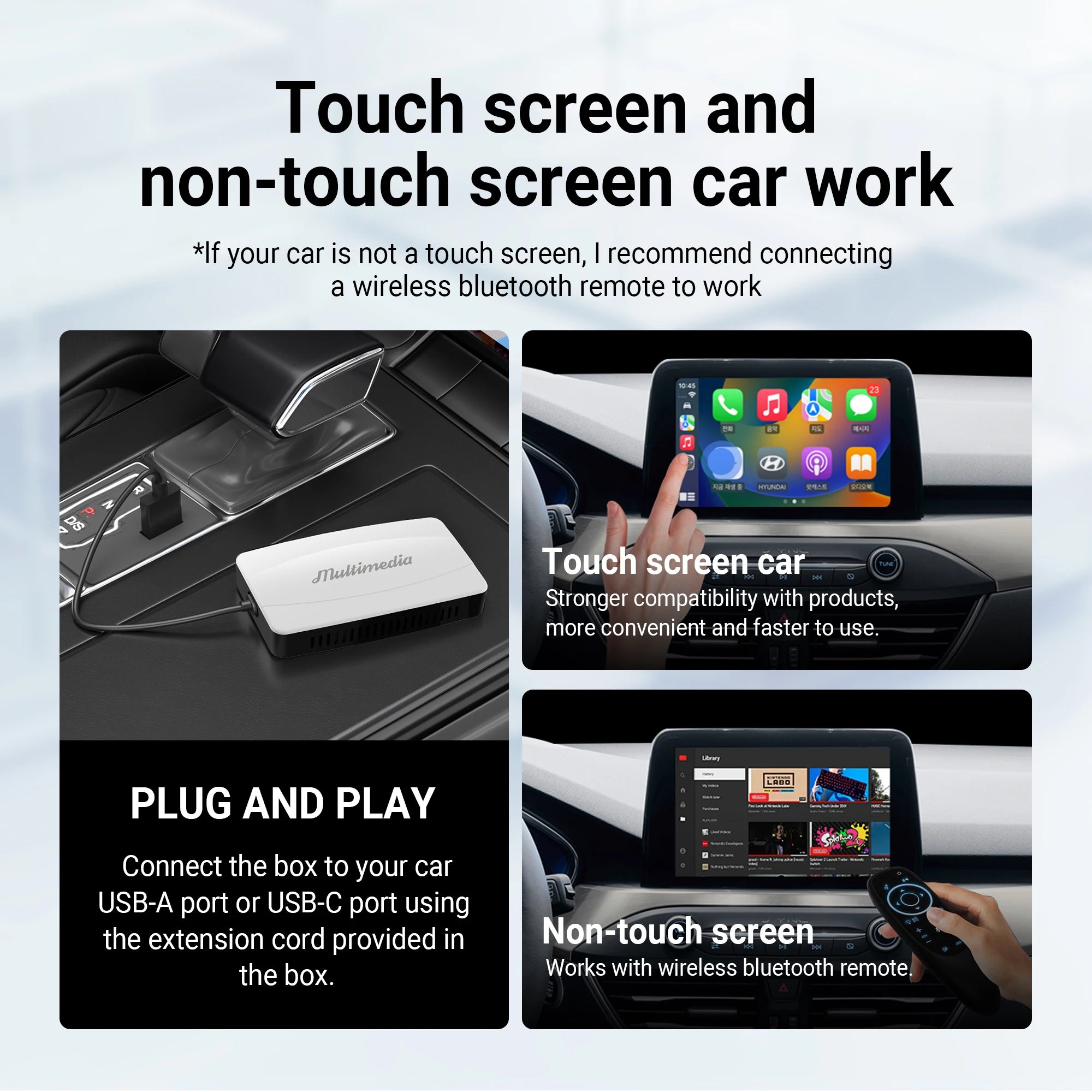 Play2Video Pro Wireless CarPlay Android Auto Adapter Built-in Video App for Youtube Multimedia TV Car Accessories for Netflix