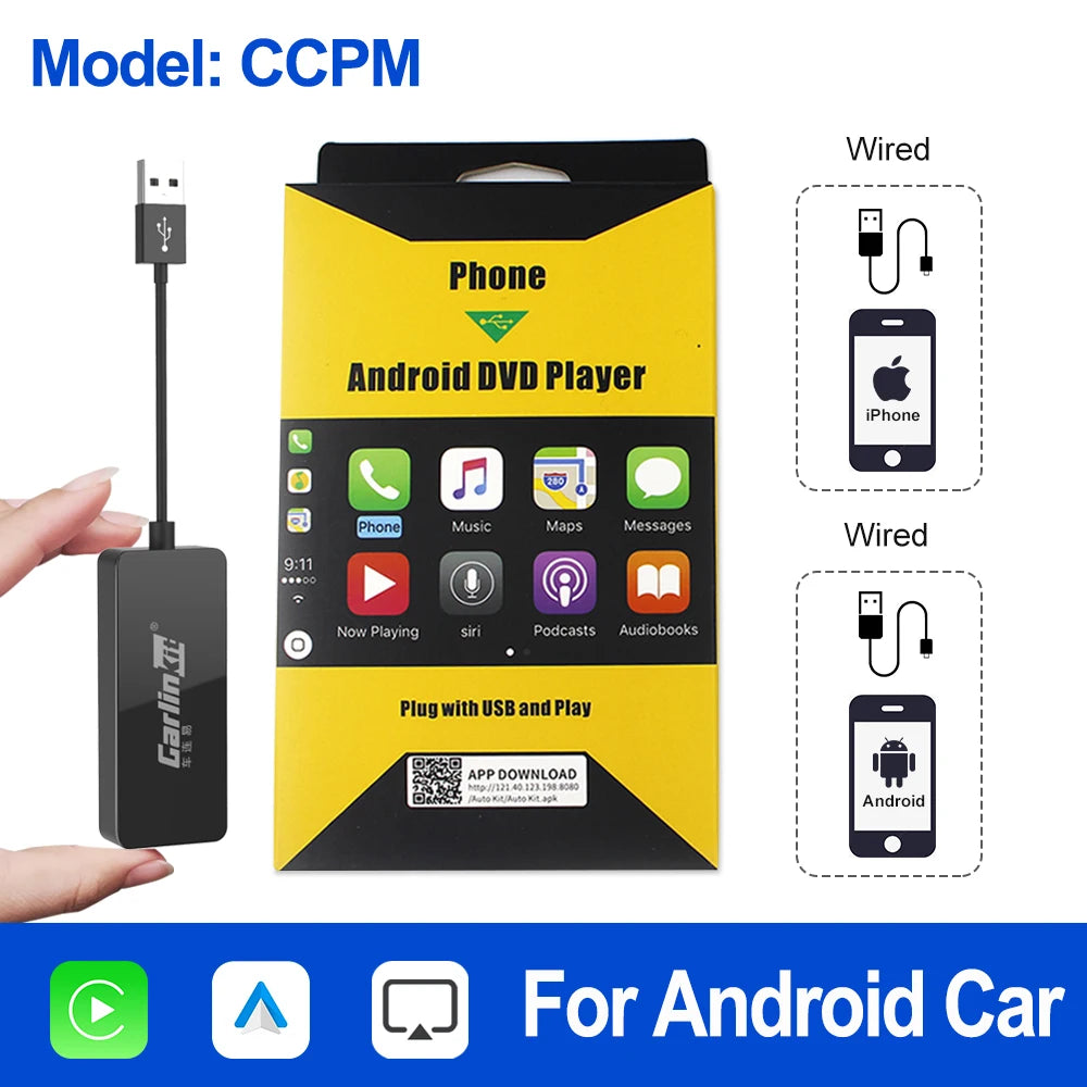 CarlinKit Wired or Wireless CarPlay Adapter USB Android Auto Dongle for Android Car Multimedia Mirrorlink Waze Spotify Autokit