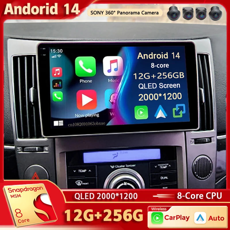 Android 14 For Hyundai Veracruz ix55 2006-2015 2K QLED Android Car Radio Multimedia Video Player GPS Stereo CarPlay 4G Head Unit