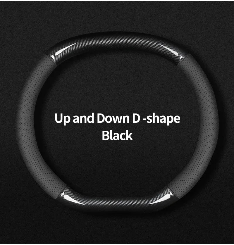 KIA Car Carbon Fiber Leather Car Steering Wheel Cover for  Rio Sorento Sportage Forte K3 K2 K5 Stonic Strong Spectra Optima