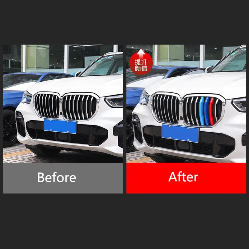 3 قطع شريط تزيين شبكة السيارة لسيارات BMW X1 X2 X3 X4 X5 X6 X7 E84 F48 F49 F39 E83 F25 G01 F26 G02 E70 F15 E53 G05 E71 E72 F16 G06 G07