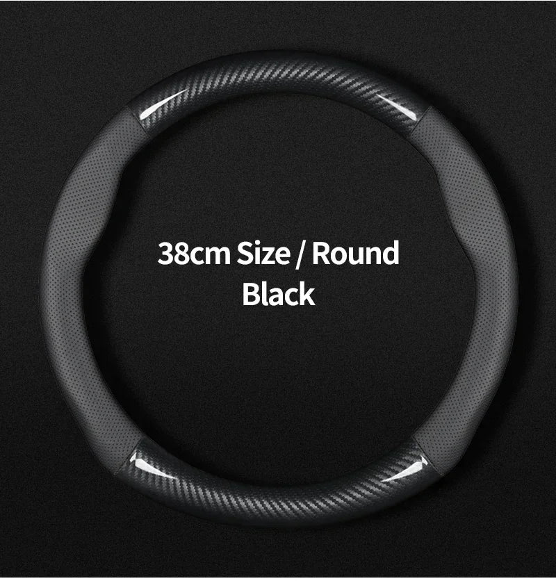 KIA Car Carbon Fiber Leather Car Steering Wheel Cover for  Rio Sorento Sportage Forte K3 K2 K5 Stonic Strong Spectra Optima