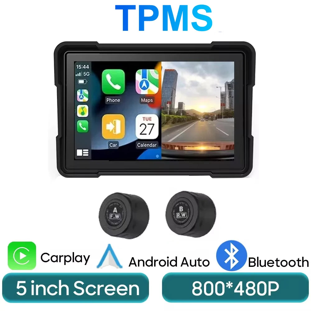 5'' Carplay for Motorcycle Screen Smart Screen Waterproof Wireless Android Auto Dash Board DVR Monitor Navigation GPS TPMS WiFi