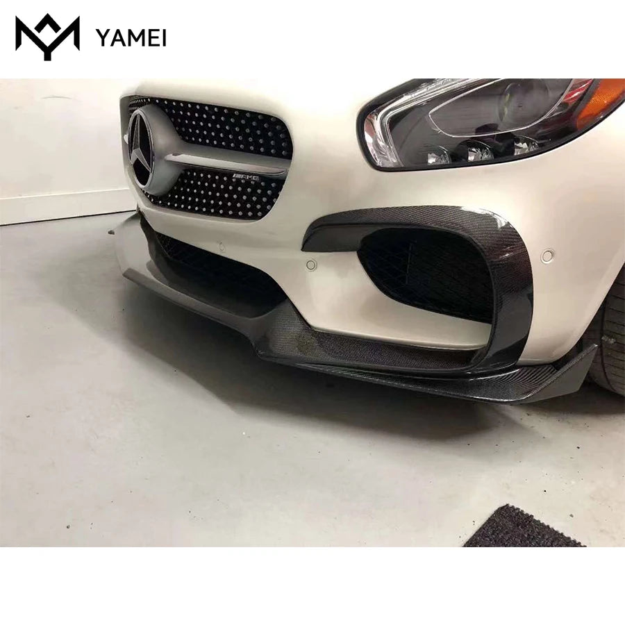 لمرسيدس بنز AMG GT GTS 2015-2016 ألياف الكربون سيارة شفة المصد الأمامي الشفة الأمامية الناشر الجبهة الذقن المفسد اكسسوارات السيارة