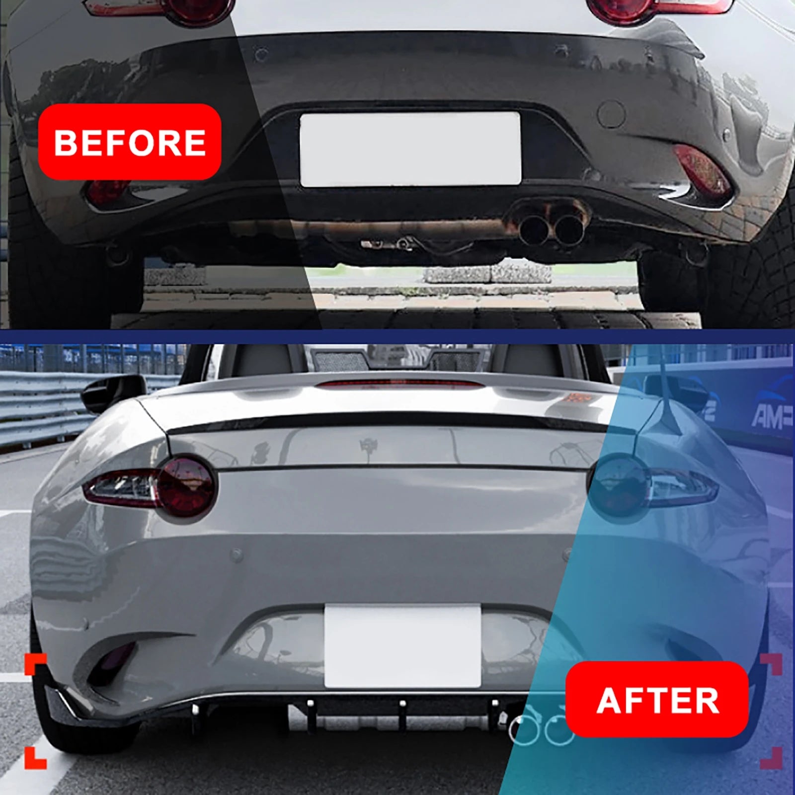 Car Rear Bumper Diffuser Lip ABS Boot Spoiler Splitter For Mazda MX-5 MX5 Miata ND 2016-2025 Carbon Fiber Look/Black Bumper Trim