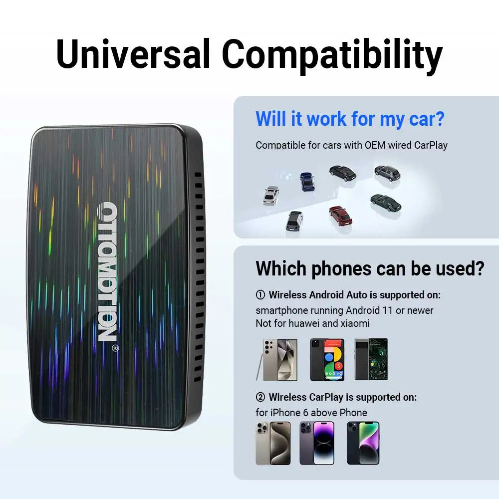 Play2Video Pro Wireless CarPlay Android Auto All-in-one Adapter Built-in 5 Video App Support TV Box Car Play Newest 2025