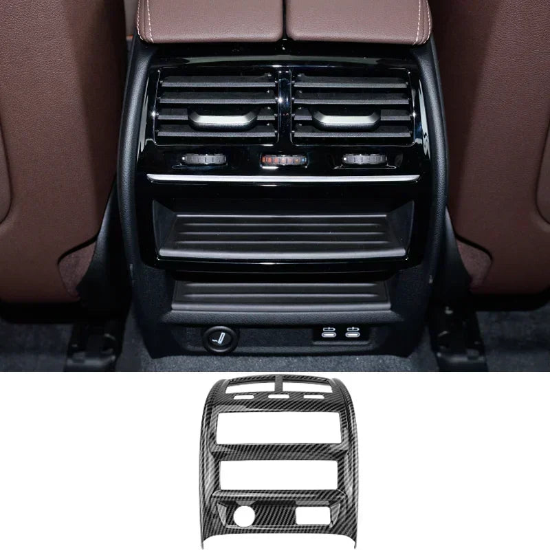 لسيارات BMW الفئة الخامسة G30 G38 2018-2023 من ألياف الكربون لوحة التحكم المركزية غطاء لوحة القيادة ملصقات الزخرفة ملحقات ضبط التصميم الداخلي