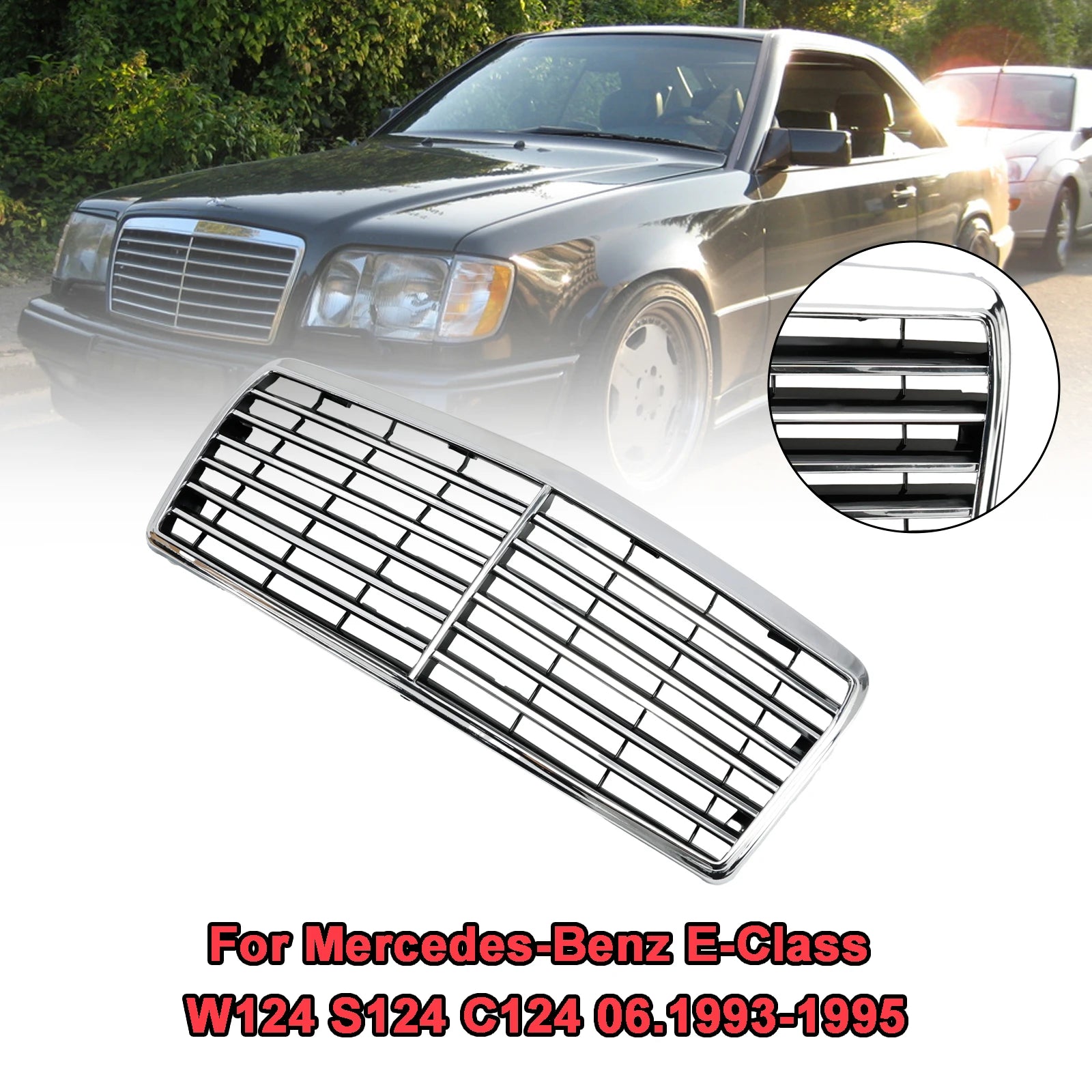 شبكة المصد الأمامي من Artudatech مناسبة لسيارة Mercedes-Benz E-Class W124 S124 C124 موديلات 1993 و1994 و1995