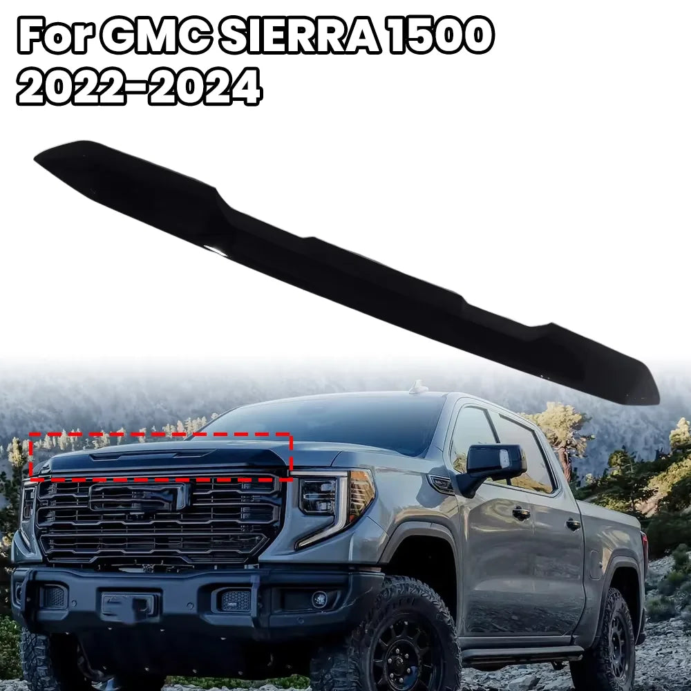 غطاء المصد الأمامي والشبك العلوي لسيارة GMC SIERRA 1500 2022-2024 ABS شريط قوالب أسود بديل ملحقات السيارات