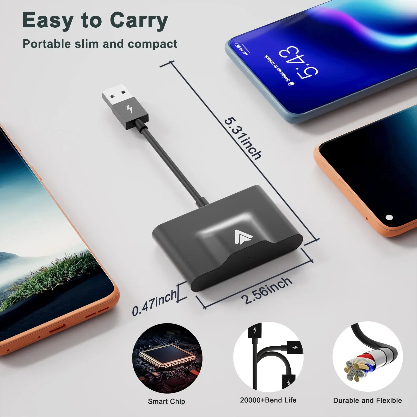 Wireless CarPlay Adapter for Android/Iphone IOS Convert Wired CarPlay to Wireless Dongle Plug Paly USB/Type-C Auto Car Adapter