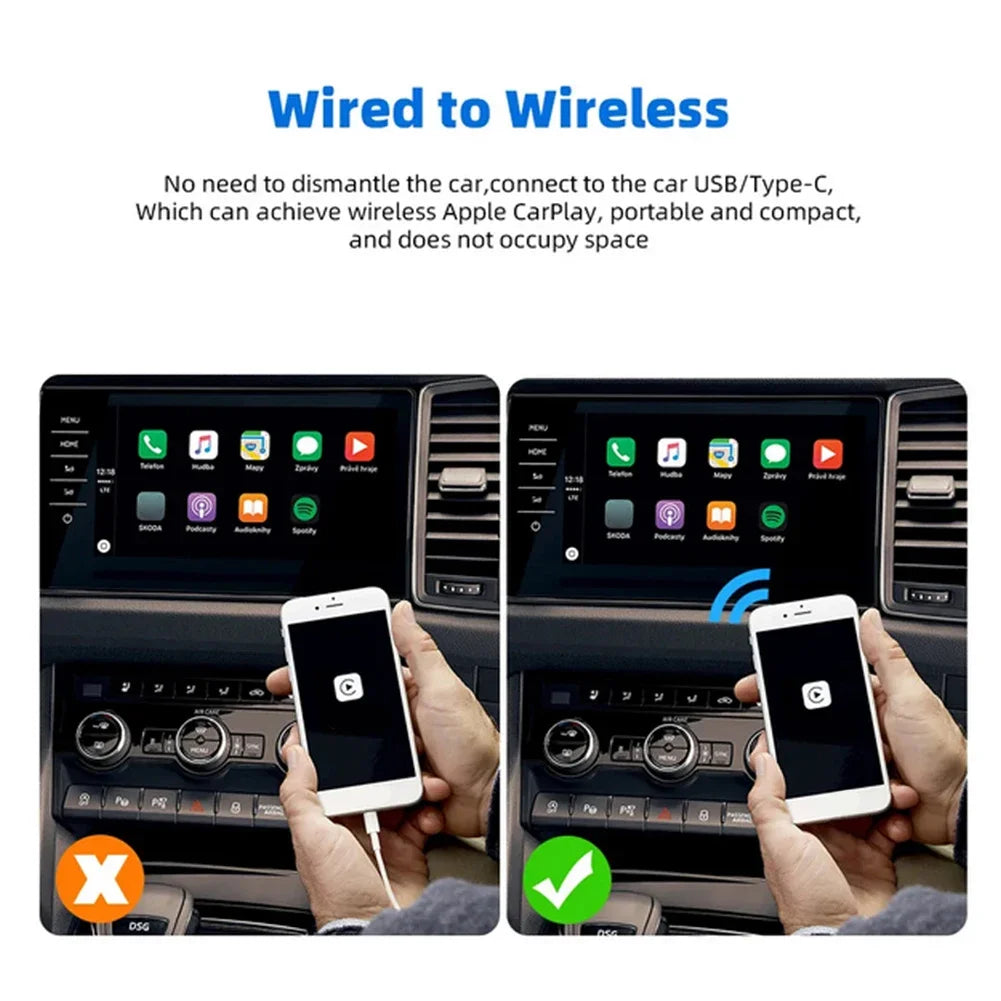 Carplay Wireless Dongle Wifi Bluetooth-compatible Auto Connect Car Play Adapter Voice Control Wireless Carplay for Car Upgrade