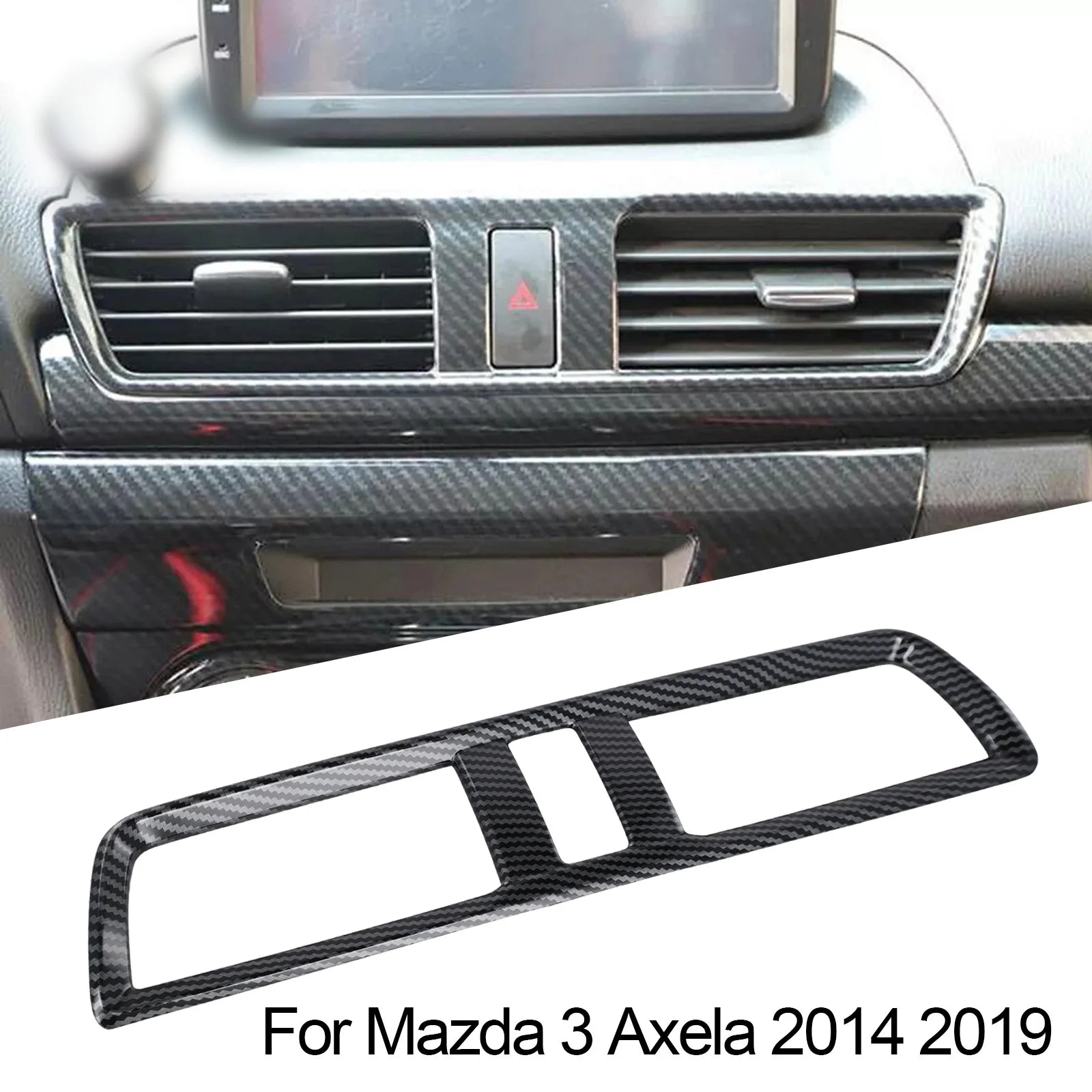 Carbon Fiber Middle Air Outlet Vent Cover Frame Trim For Mazda 3 Axela 2014-2019 Replacement Automobiles Parts