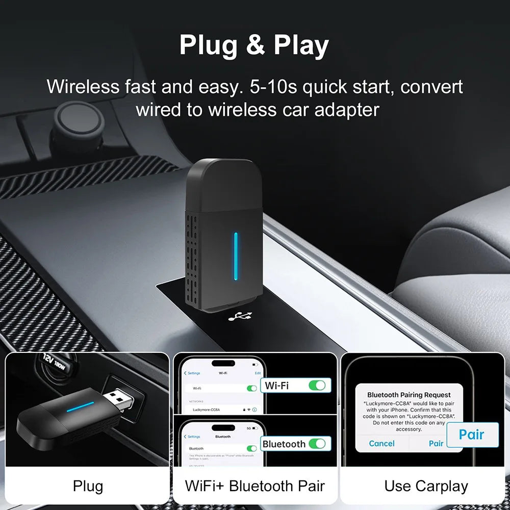 Car Wired To Wireless Carplay Box Car Interconnection Box Car Adapter Wireless Carplay Box Plug and Play