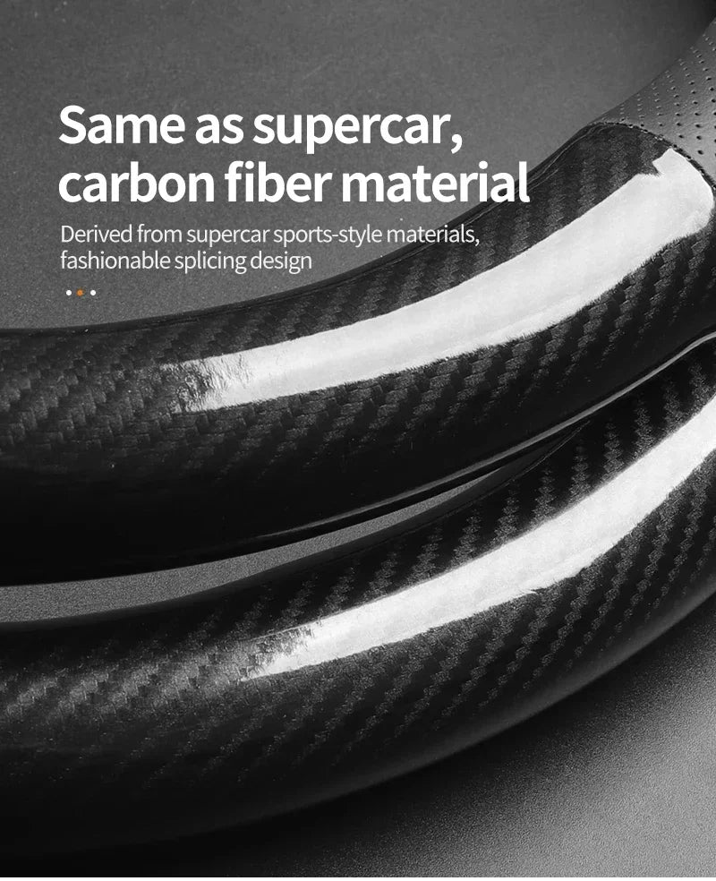 KIA Car Carbon Fiber Leather Car Steering Wheel Cover for  Rio Sorento Sportage Forte K3 K2 K5 Stonic Strong Spectra Optima