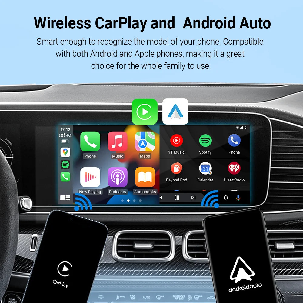 Play2Video Pro Wireless CarPlay Android Auto Adapter for Factory Cars with Builtin Apps for YouTube Spotify