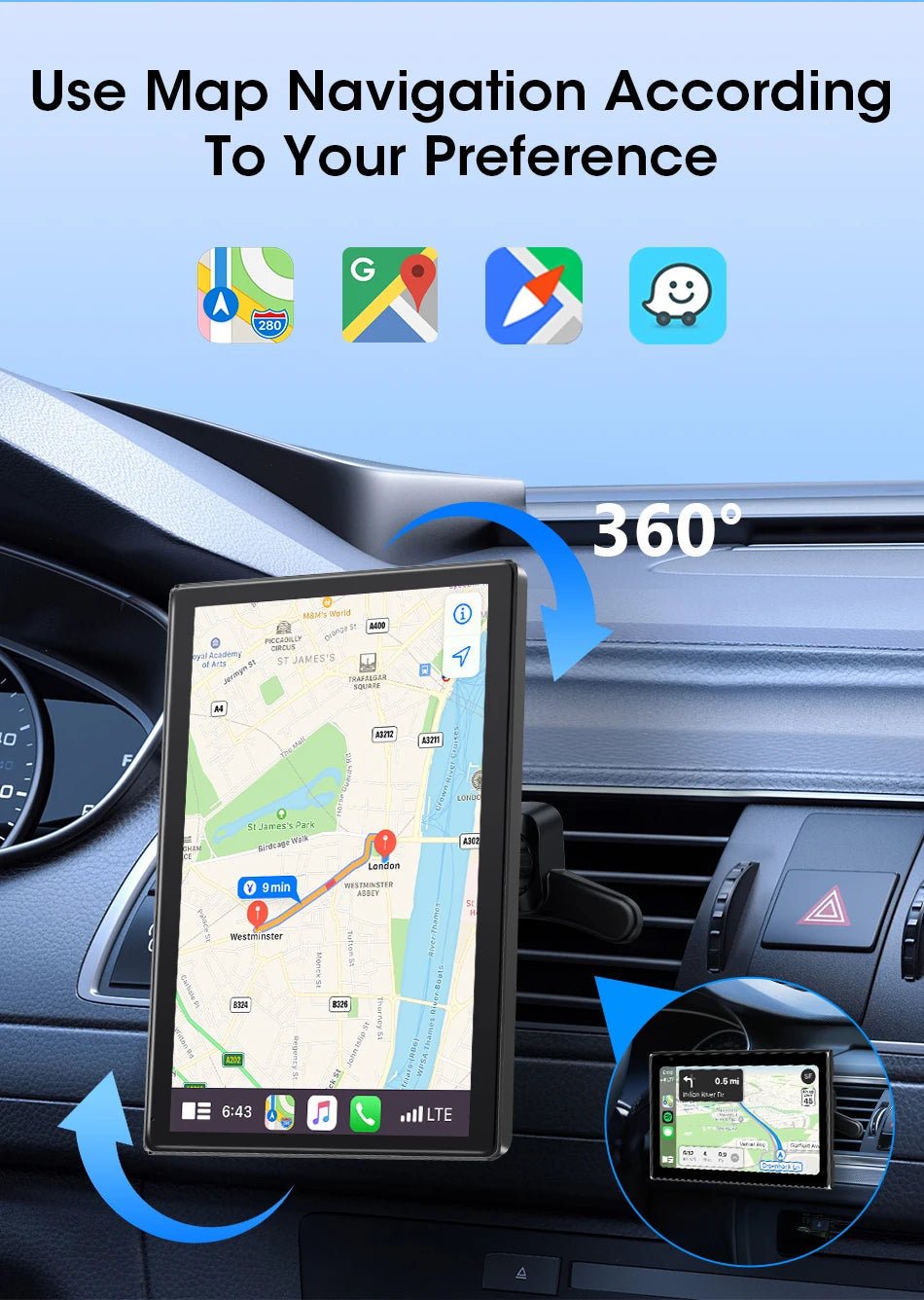 New 7/8/9" Carplay Screen for Car Vertical Screen Car Radio Wireless Carplay Android Auto Multimedia Video Player Car Monitors
