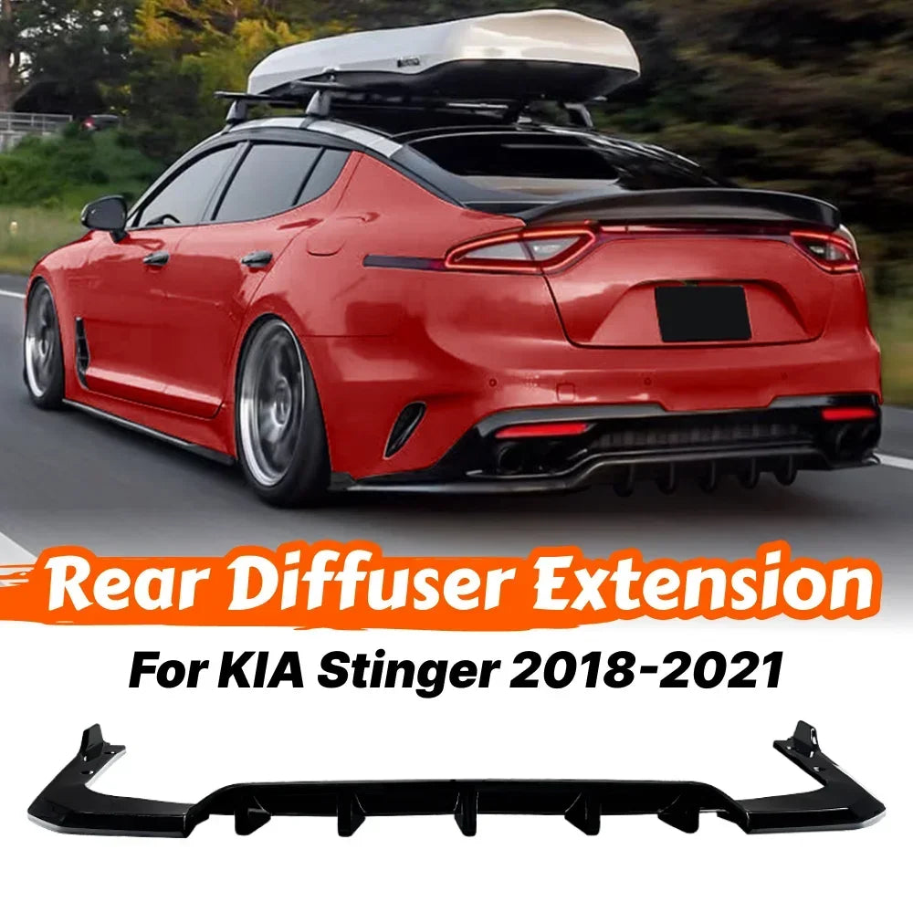 Carbon Fiber Style/Gloss Black Car Rear Bumper Diffuser Lip Spoiler For KIA Stinger 2018 2019 2020 2021 Rear Diffuser Body Kit