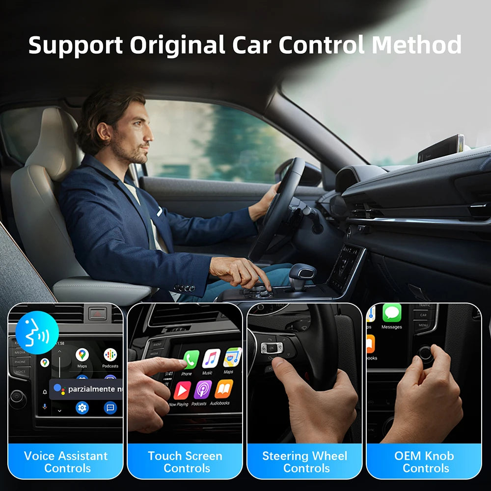 2024 New Wireless Carplay Android Auto Wireless Adapter Smart Dongle 2in 1 5G Wifi&Bluetooth 5 For Wired CP AA Connect Plug&Play