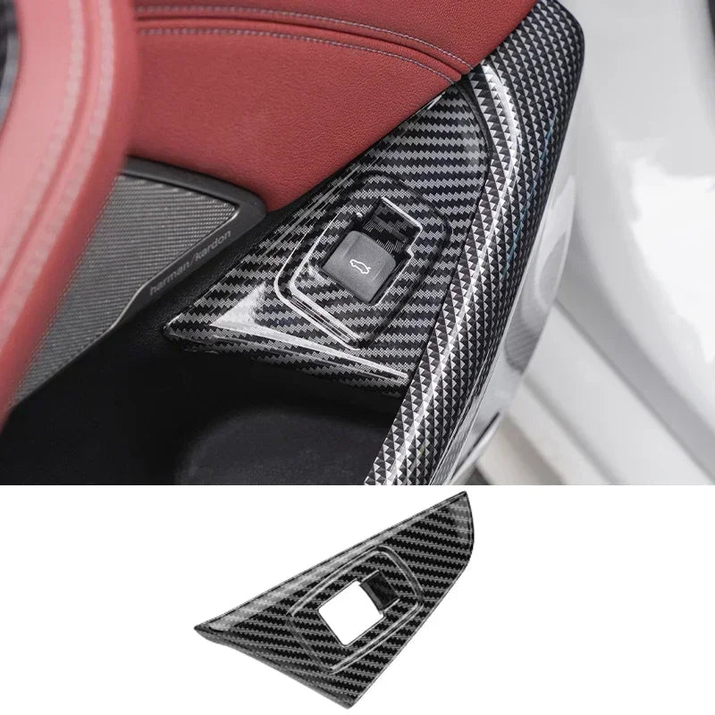 لسيارات BMW الفئة الخامسة G30 G38 2018-2023 من ألياف الكربون لوحة التحكم المركزية غطاء لوحة القيادة ملصقات الزخرفة ملحقات ضبط التصميم الداخلي