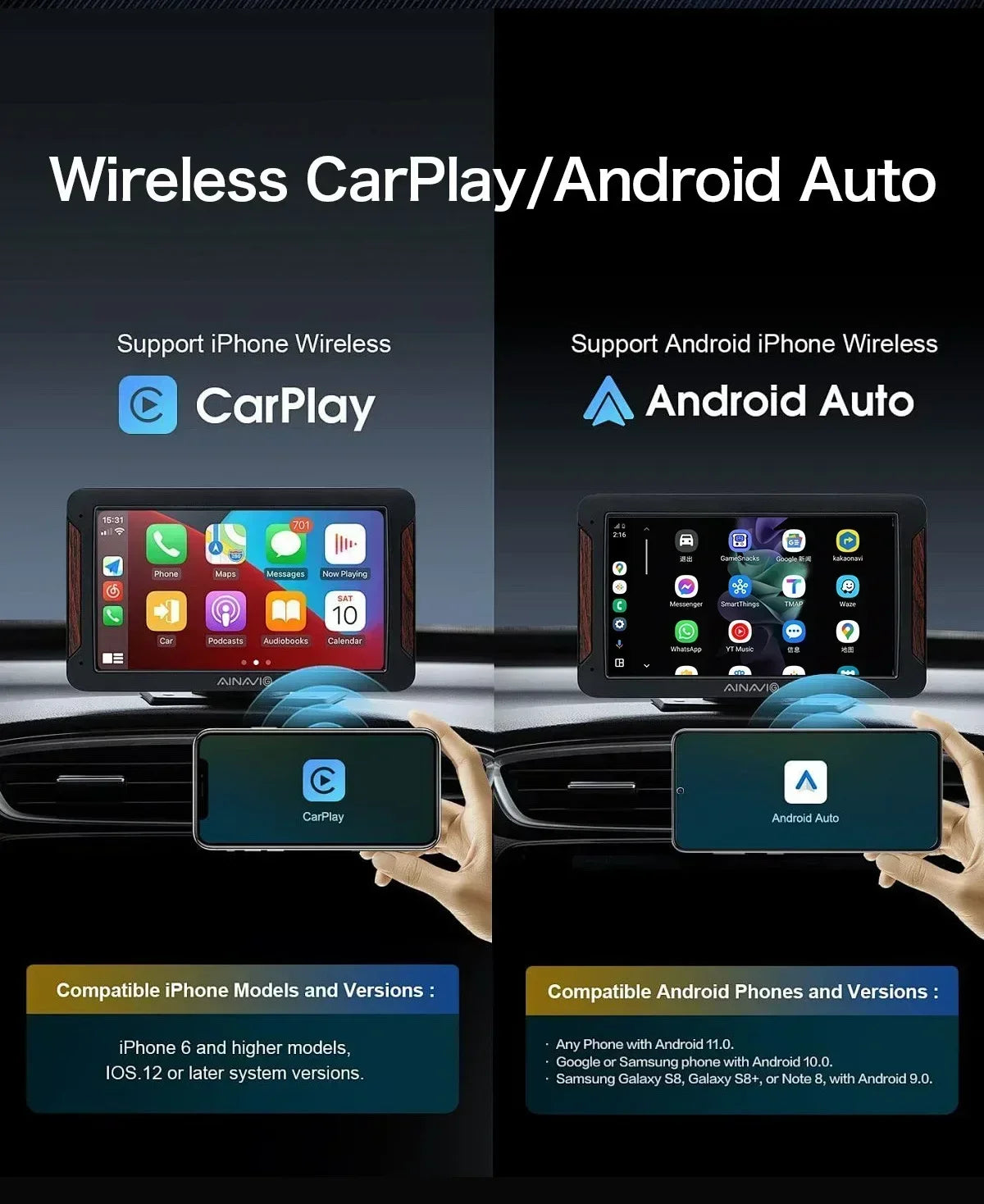 CarPlay Ai Box Wired to Wireless Andriod 12.0 & Carplay & Android Auto 3In1 Car Smart Multimedia Box Built-in Youtube Nexflit