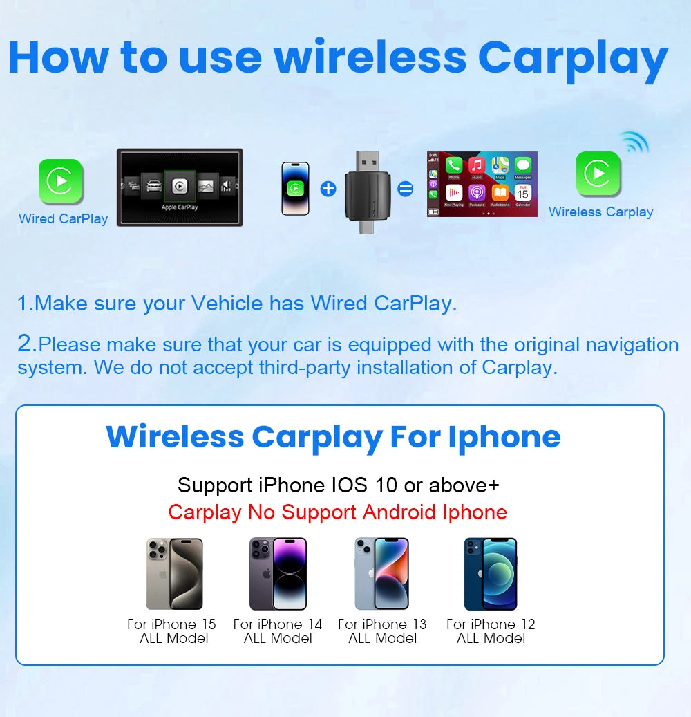 Android Auto Wireless Carplay Type-c USB Bluetooth Wifi Plug and Play 2In1 Dongle For Chevrolet Citroen Buick Cadillac Chery VW