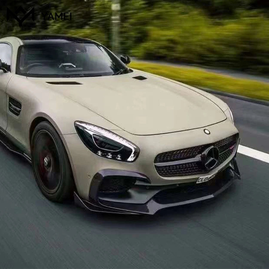 لمرسيدس بنز AMG GT GTS 2015-2016 ألياف الكربون سيارة شفة المصد الأمامي الشفة الأمامية الناشر الجبهة الذقن المفسد اكسسوارات السيارة
