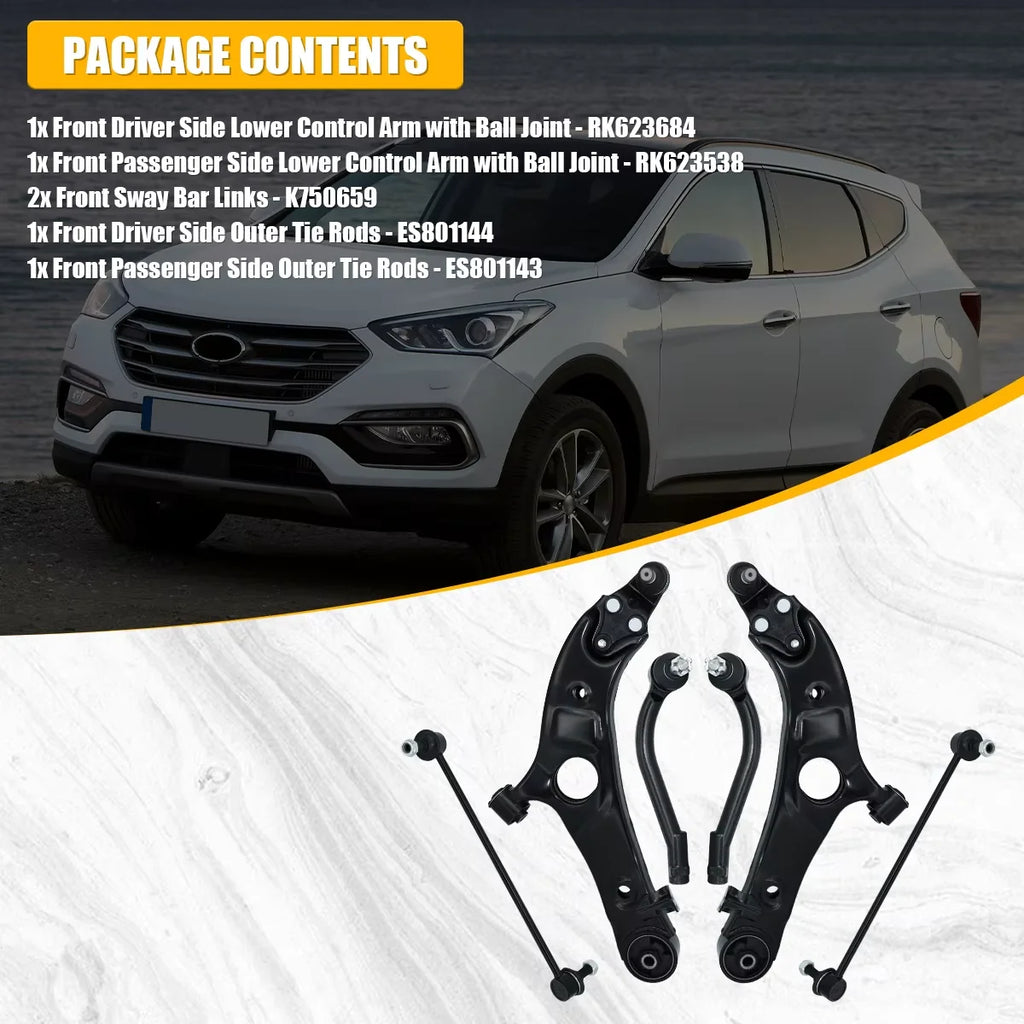 Svenubee Front Lower Suspension Control Arm Stabilizer Link 6Pcs Kits for Hyundai Santa Fe Kia Sport Sorento 2013 2014 - 2018