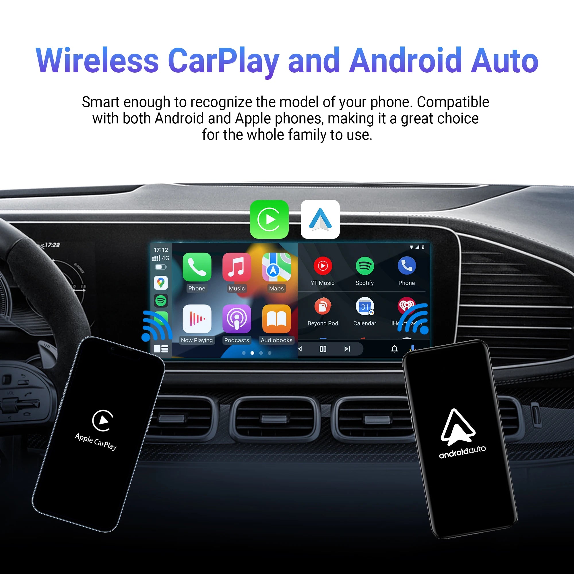 Play2Video Pro Wireless CarPlay Android Auto Adapter Built-in Video App for Youtube Multimedia TV Car Accessories for Netflix