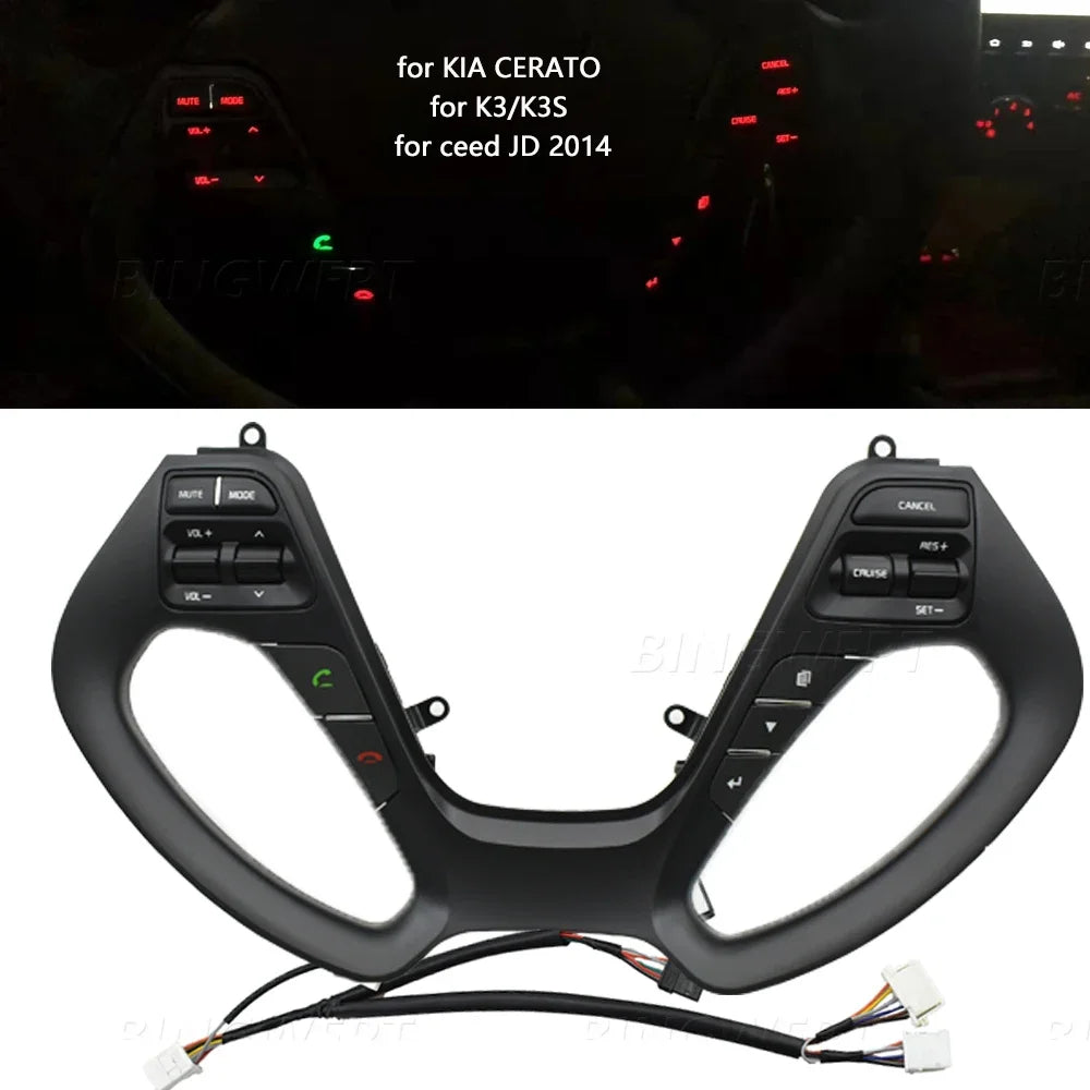 NEW Button Switch For KIA  K3 2016 2017 K3S  Steering Wheel Buttons Frame Switch Audio Voice Cruise Functions