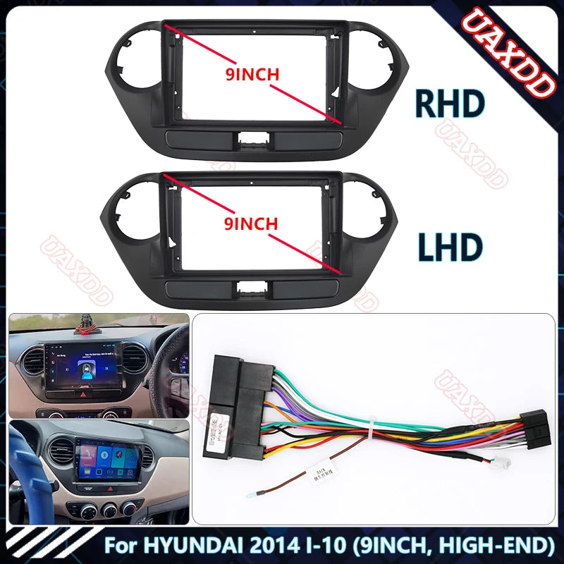 For HYUNDAI 2014 I-10 9INCH HIGH-END Car Radio Android Stereo audio screen multimedia video player navigation  Harness frame