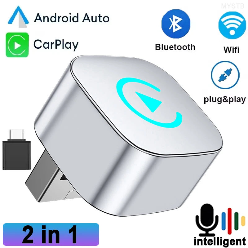 Carplay AI Box Android 13 Original Wired Carplay 2in1 wifi Bluetooth mini Portable Auto Cars Wireless Carplay Android Auto Box