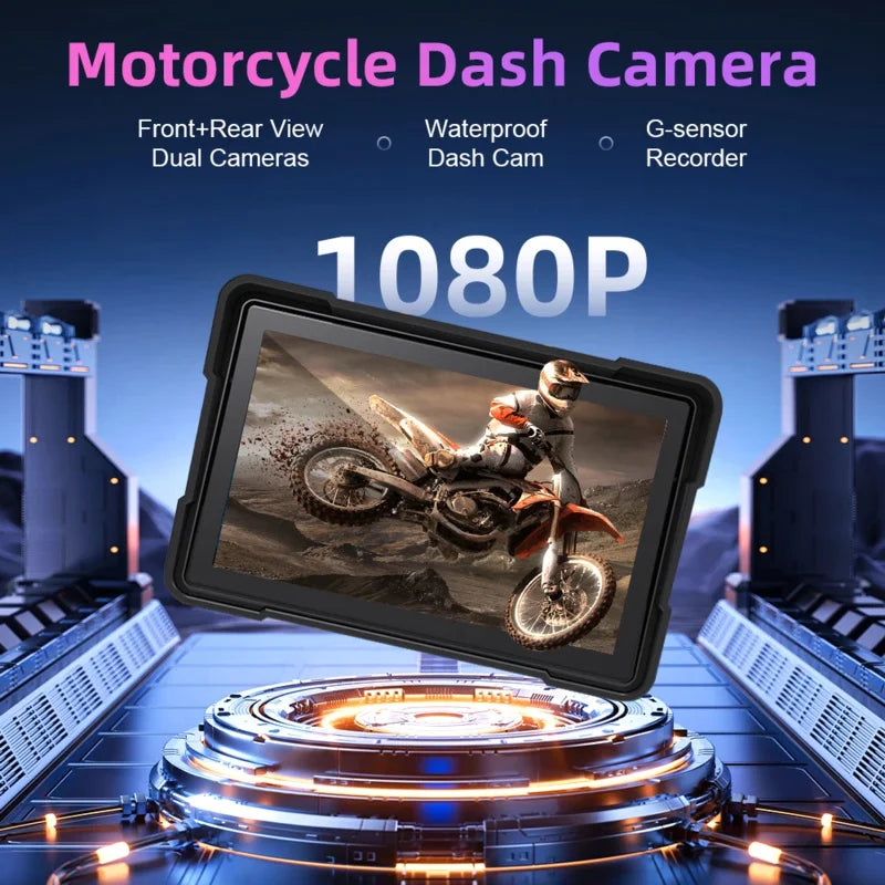 6 inch Motorcycle Navigation GPS Screen 1440*720P Wireless CarPlay Android Auto Motorcycle GPS Motor DVR Monitor TPMS Optional