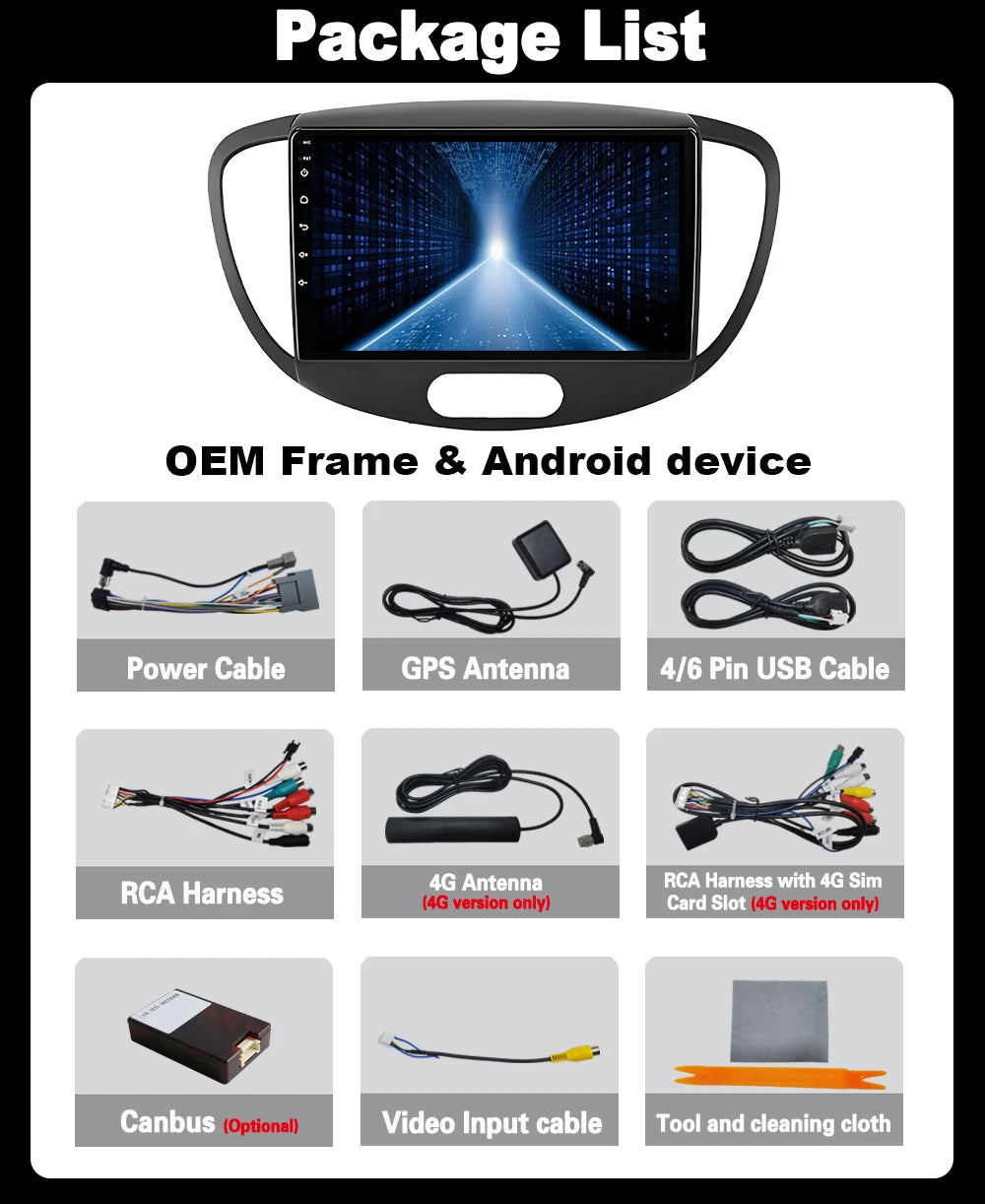 Car Radio For Hyundai i10 2007 2008 2009 2010 2011 - 2013 Multimedia Video Player GPS Stereo CarPlay 4G Navigationv Android 15