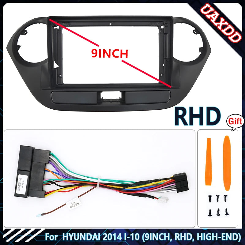 For HYUNDAI 2014 I-10 9INCH HIGH-END Car Radio Android Stereo audio screen multimedia video player navigation  Harness frame