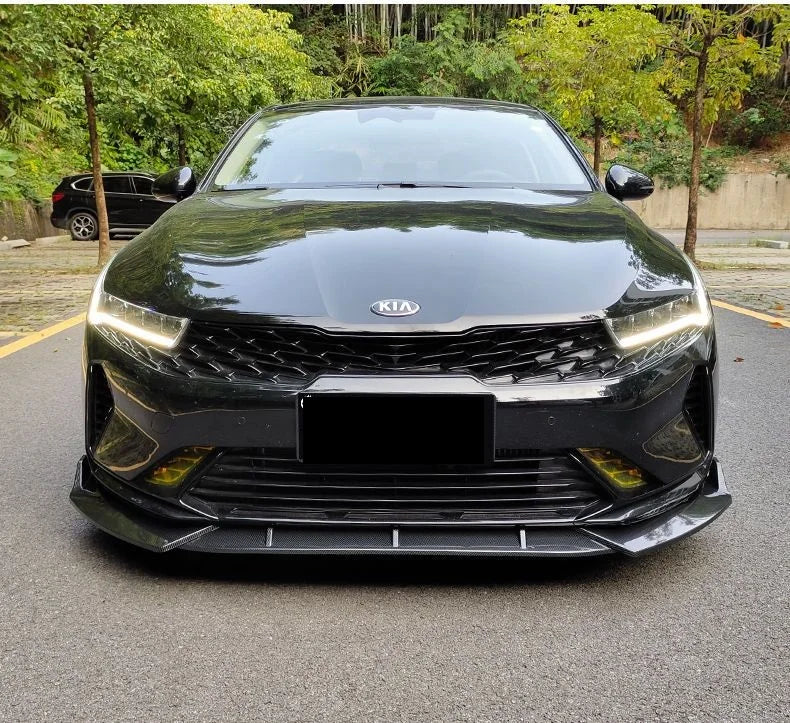 3PCS Glossy Look Front Bumper Spoiler Trim Lip Front Bumper Lip Carbon Fiber Look For KIA K5 2020-2021
