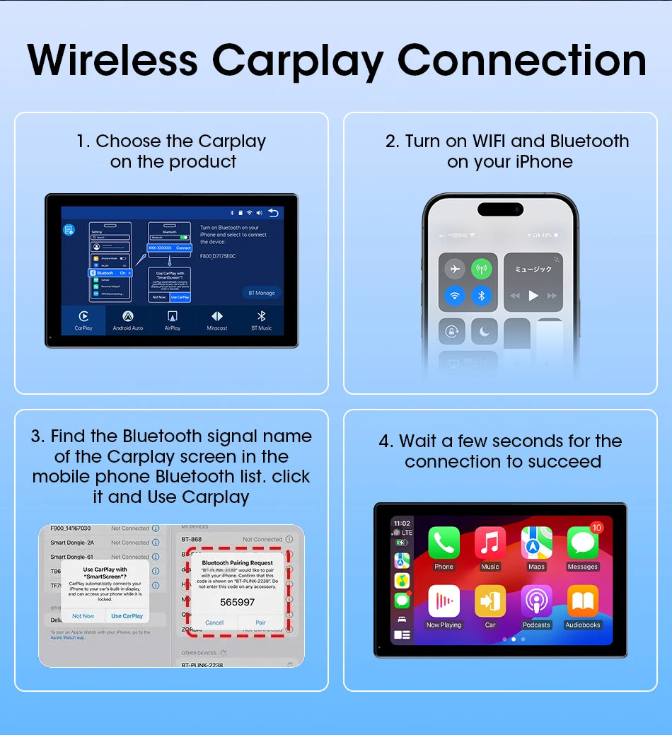 New 7/8/9" Carplay Screen for Car Vertical Screen Car Radio Wireless Carplay Android Auto Multimedia Video Player Car Monitors