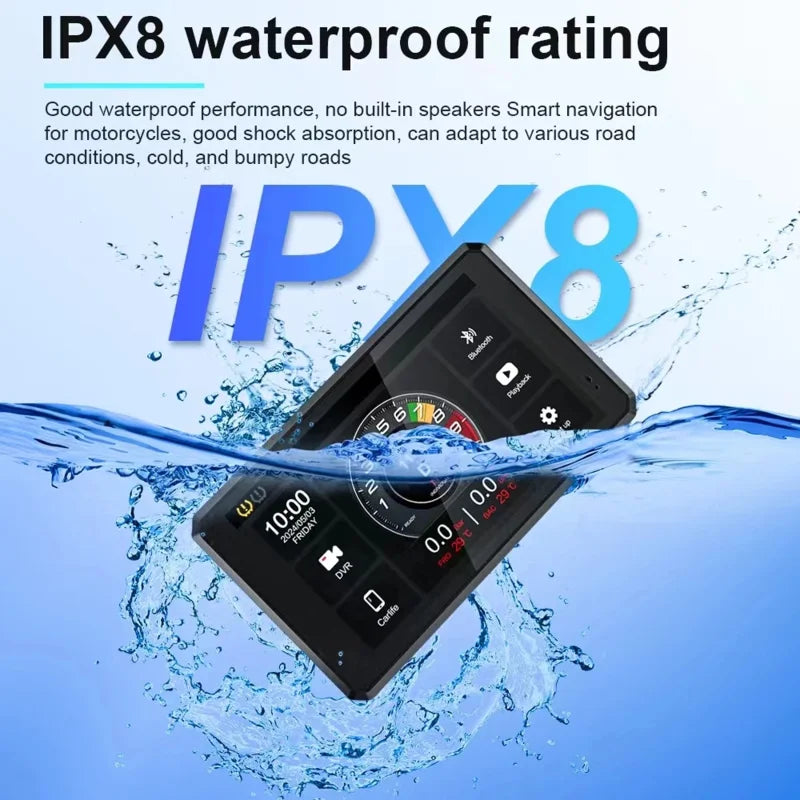 6 inch Motorcycle Navigation GPS Screen 1440*720P Wireless CarPlay Android Auto Motorcycle GPS Motor DVR Monitor TPMS Optional