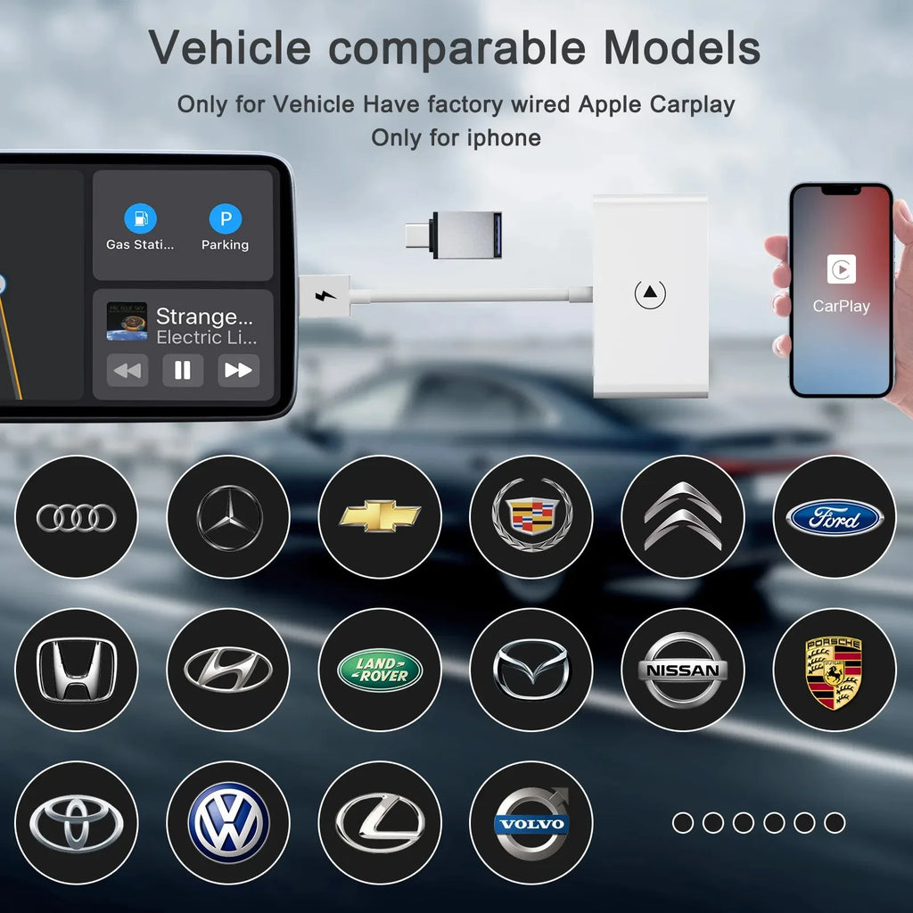 Wireless CarPlay Adapter for Android/Iphone IOS Convert Wired CarPlay to Wireless Dongle Plug Paly USB/Type-C Auto Car Adapter