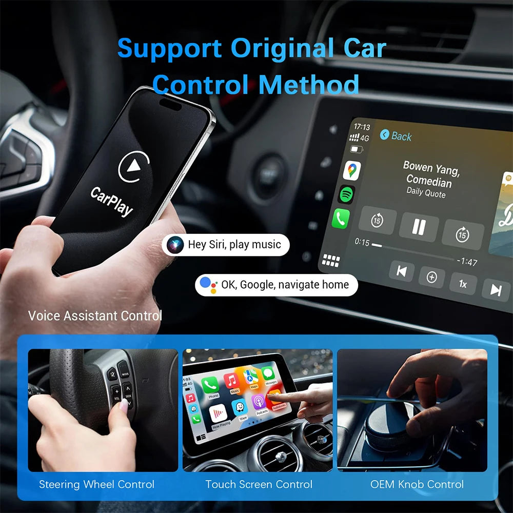 2024 New Wireless Carplay Android Auto Wireless Adapter Smart Dongle 2in 1 5G Wifi&Bluetooth 5 For Wired CP AA Connect Plug&Play